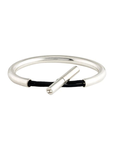 HERMES Sterling Silver Fregate Bracelet SM Black.